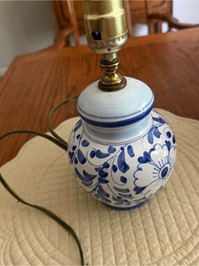 Blue and White Floral Ceramic Table Lamp - Classic Home Accent